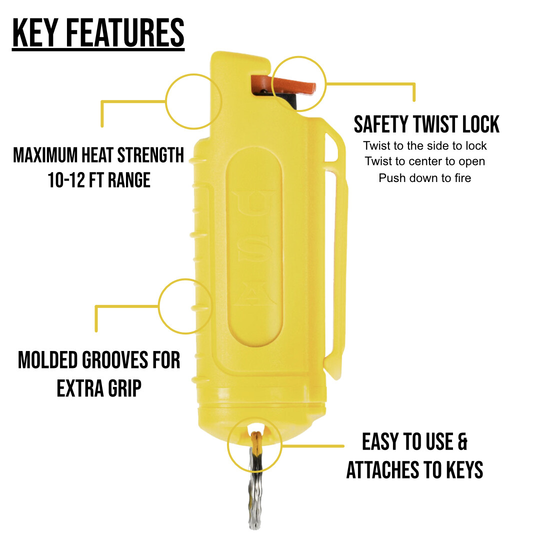 3 Police Magnum pepper spray .50oz yellow molded keychain defense protection OC