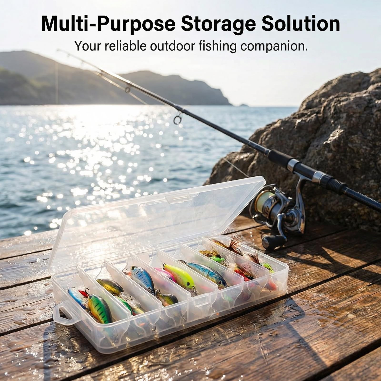 OriGlam Fishing Lure Box Tackle Storage Trays – Double Side 14 Clear