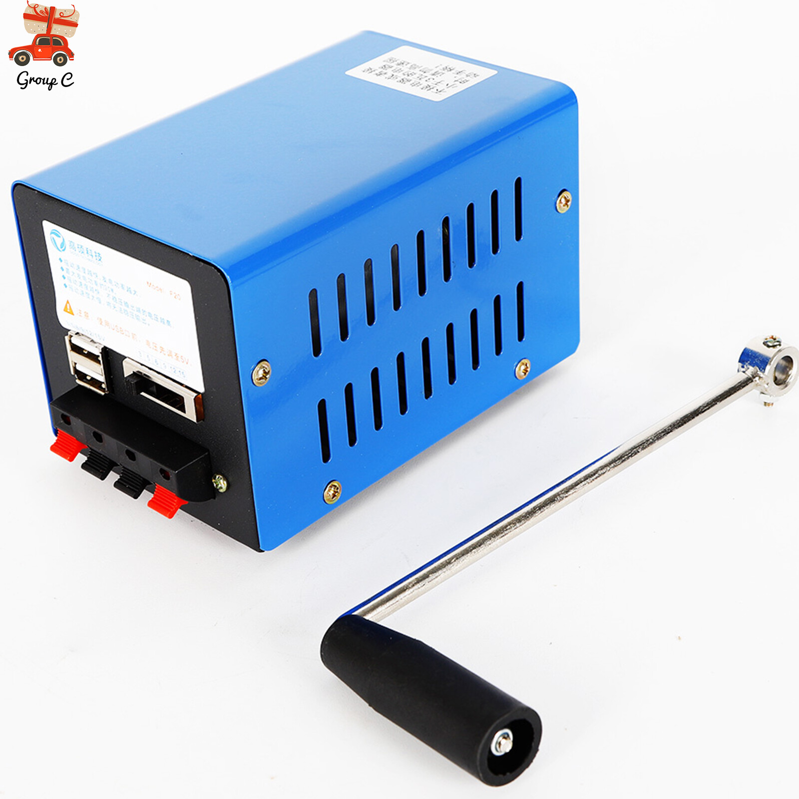 20W Portable Emergency Power USB Generator Hand Crank Charger Power Small Blue