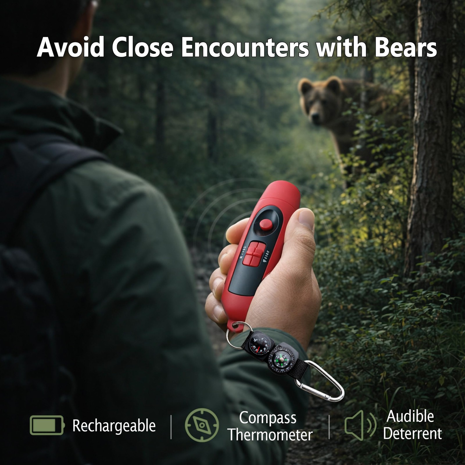 LED Rechargeable Air Horn – Bear Horn to Scare Bears – for Outdoor