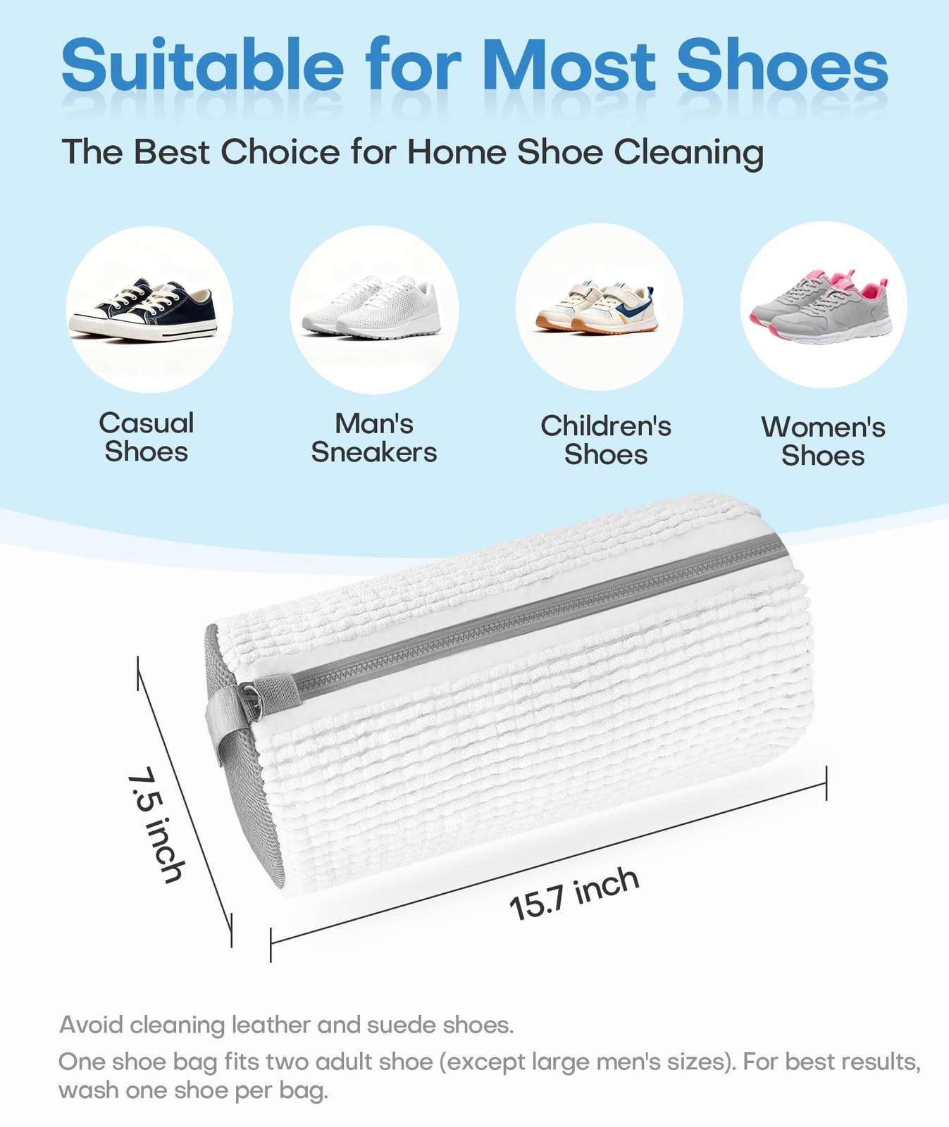 3-IN-1 Laundry & Shoe Washing Machine Bag Kit Large, White 2PC + 5 Free Gifts