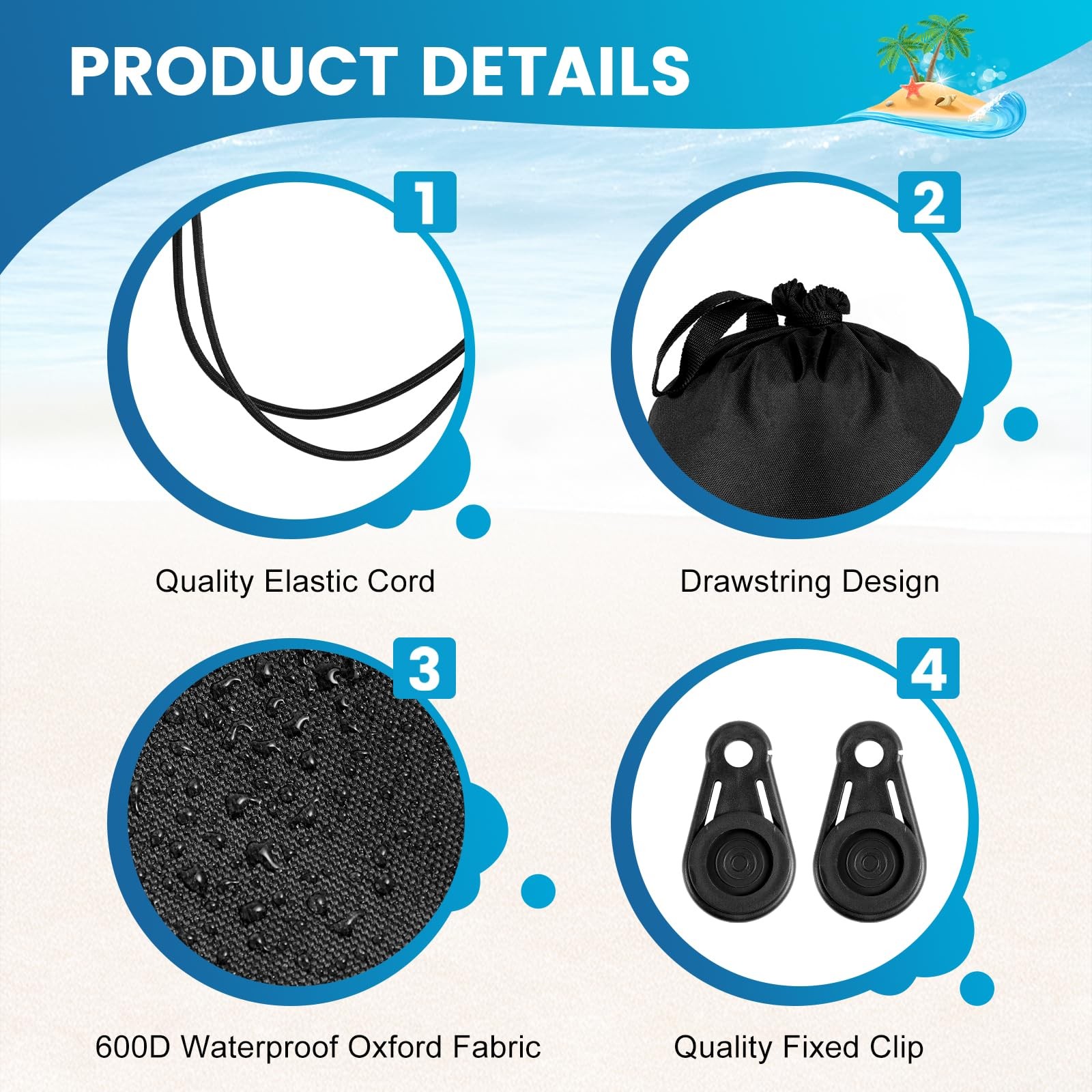 2 Pack Beach Shade sandbag:15.5inx11.5in;clamp:3.2inx1.9in;cords:60″, Black