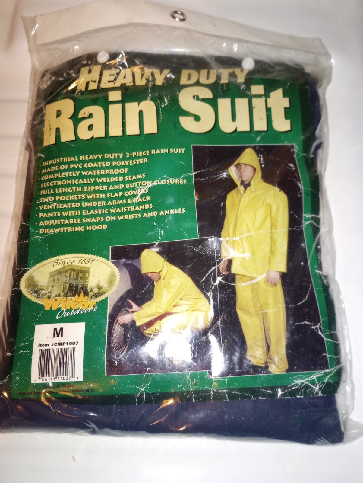 Wilcor PVC Rain Suit Hooded Jacket & Pants Size M (New)