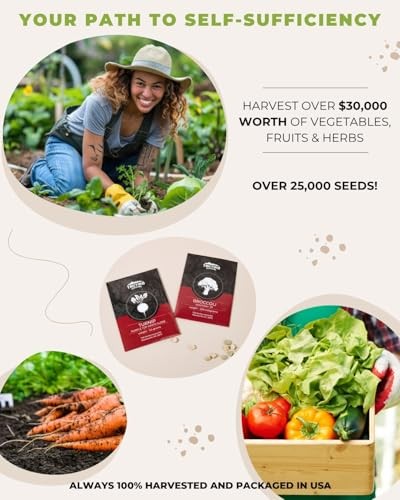 50 Vegetable, Herb & Fruit Seed Kit – U.S.A. Harvested Varieties – Over