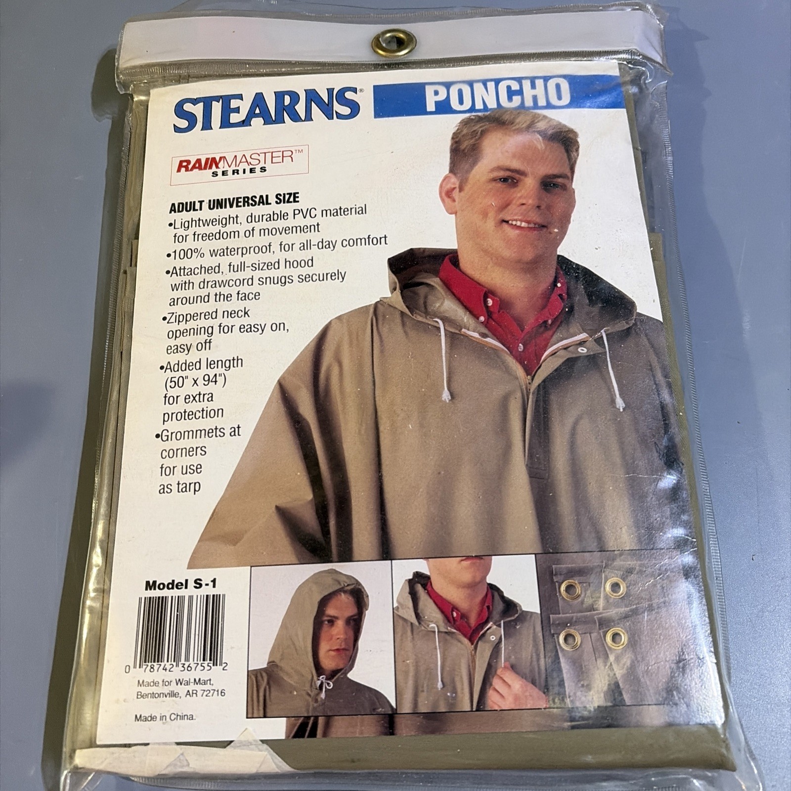 Stearns Rainmaster Adult Poncho Lightweight Waterproof Hooded 50″x94″