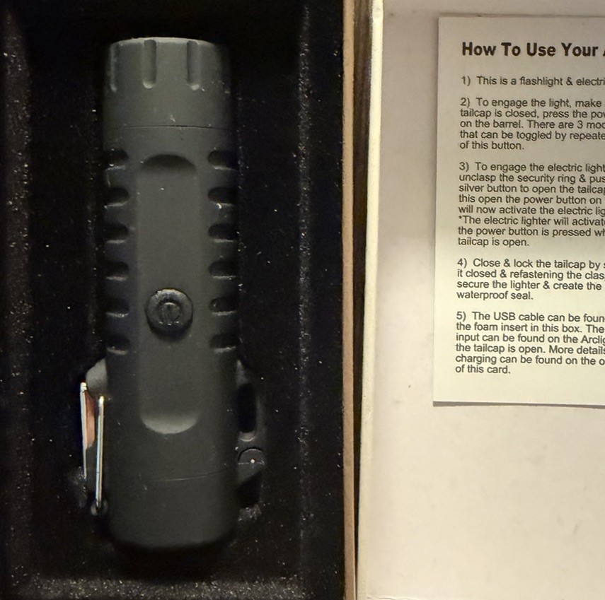Arclight Rechargeable Flashlight Electric Lighter Hiking Camping Survival-New