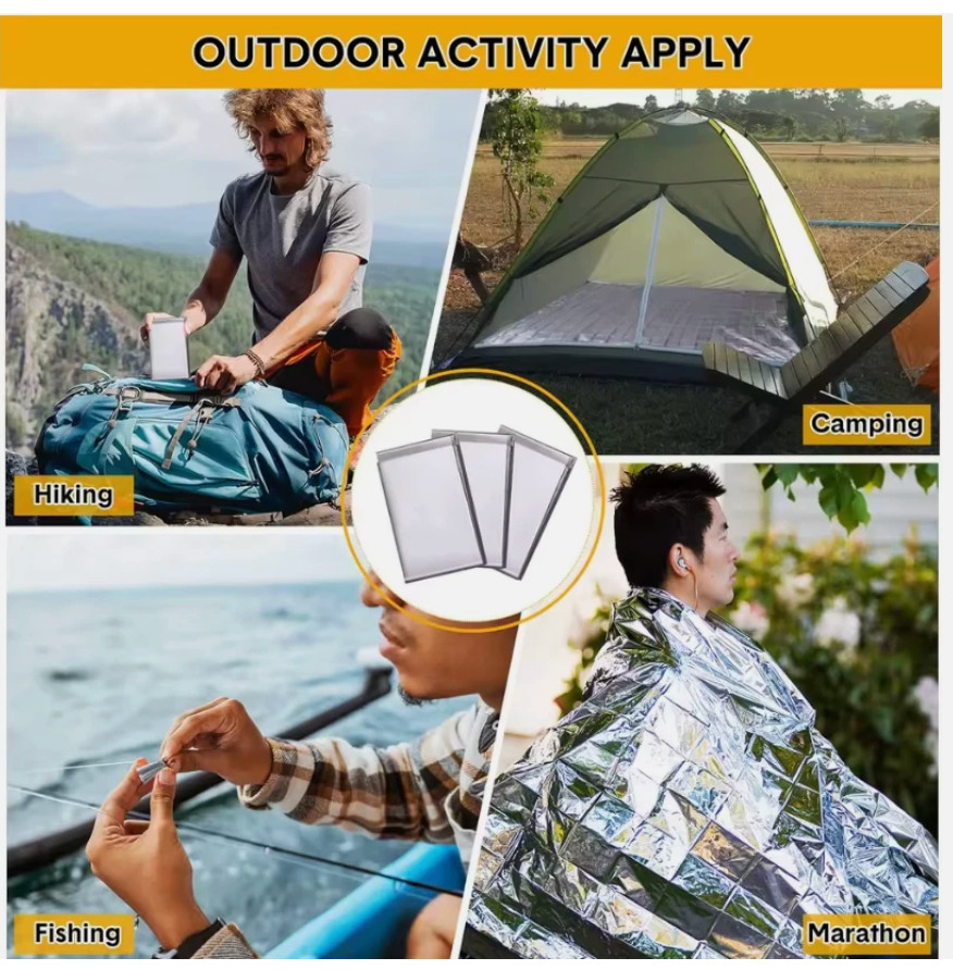 50 Pack Silver Mylar Emergency Blankets – Survival, Camping, Military, Homeless