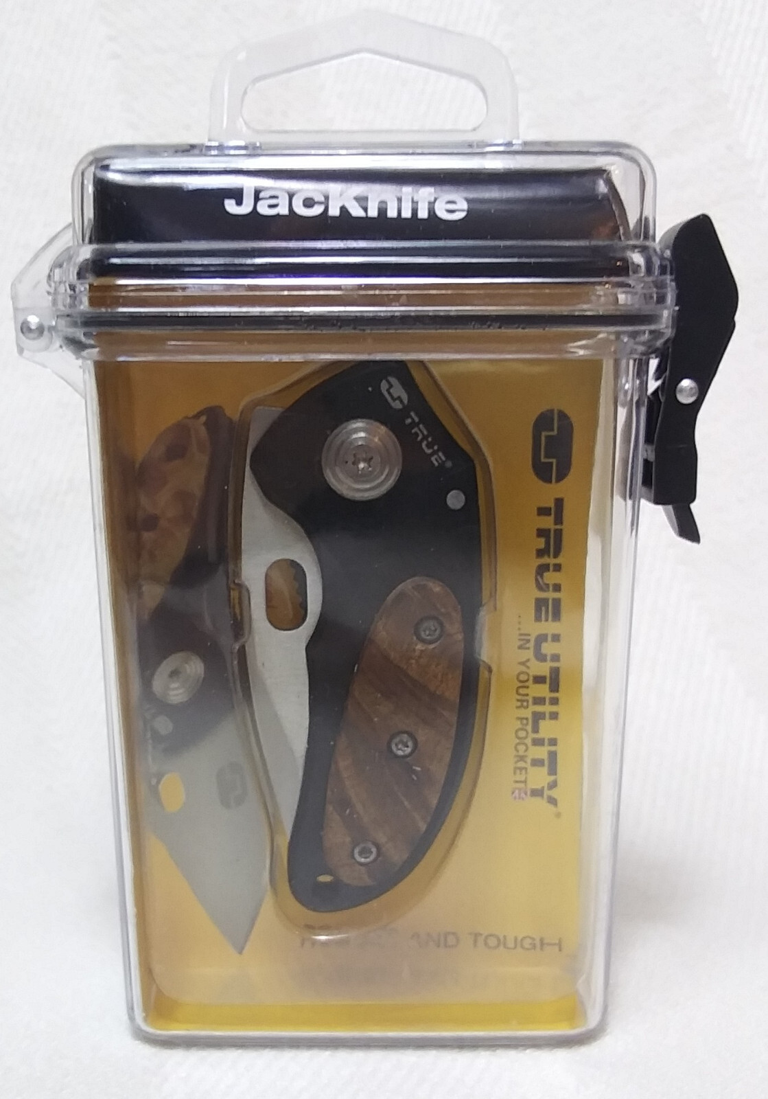 TU576 TRUE UTILITY JACKNIFE POCKETKNIFE ONE HAND OPENING REAL HARD WOOD HANDLE