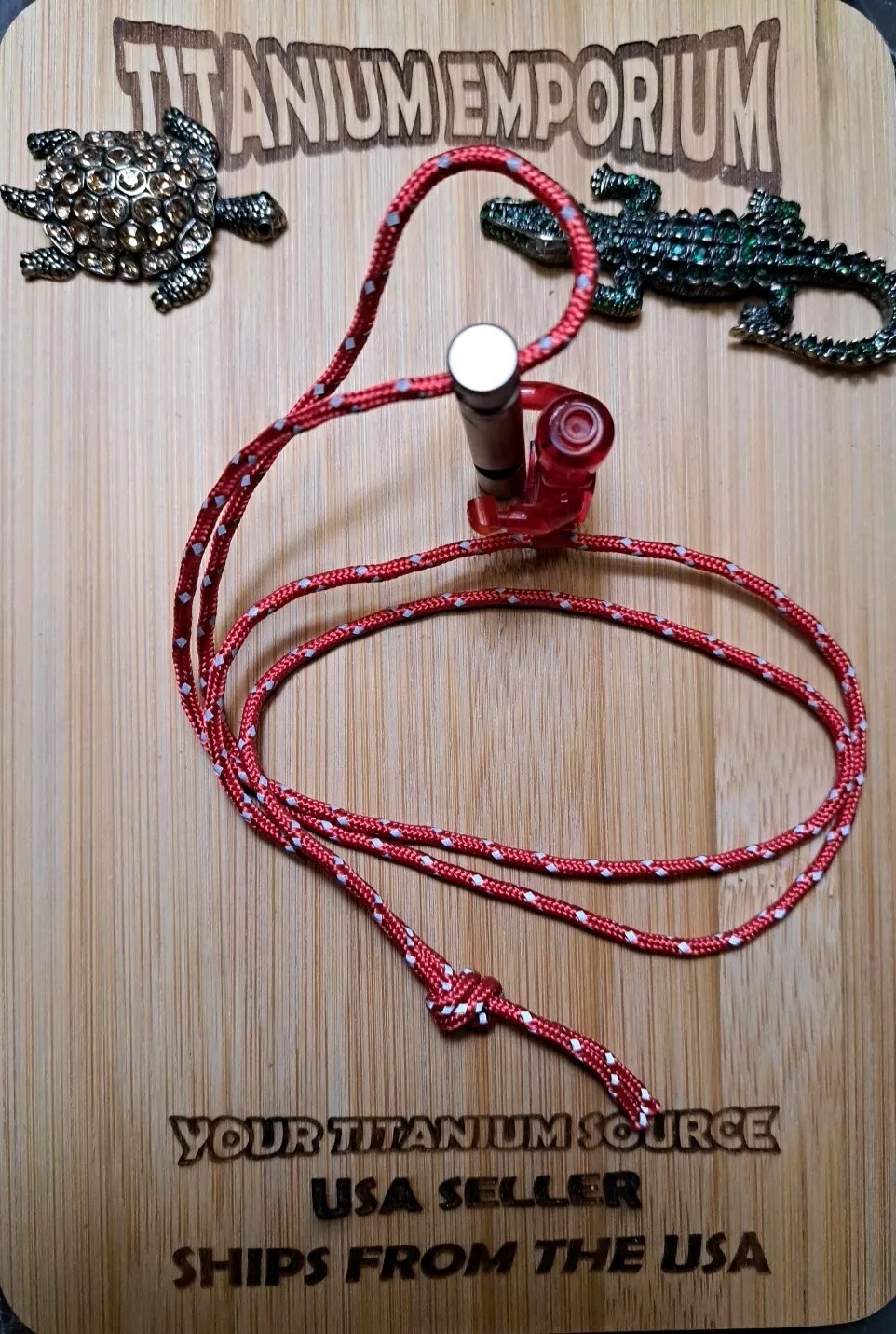 Small Titanium Alloy Whistle With Lanyard