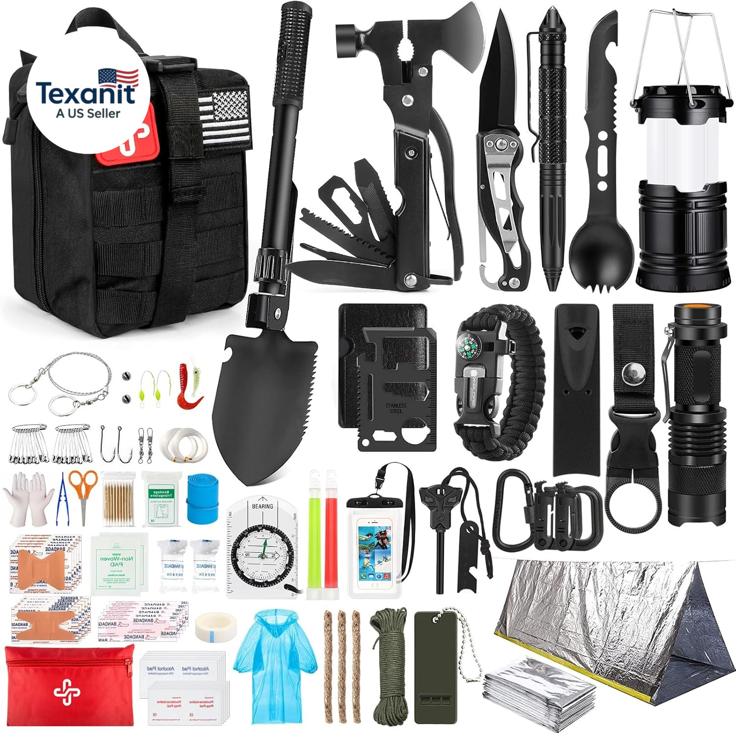 Survival Kit, 250Pcs Survival Gear First Aid Kit with Molle System Compatible Ba
