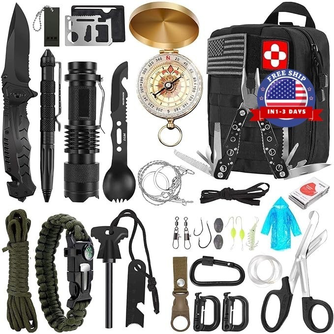 Herramienta de supervivencia con bolsa táctica Molle y tienda de emergencia NEW