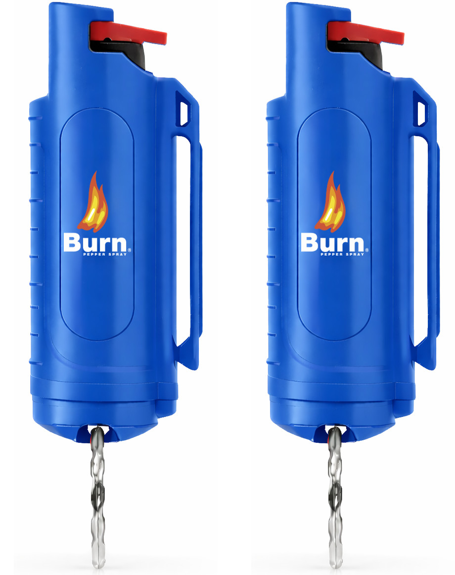 2 Pack Burn Pepper Spray Keychain Police Strength OC 0.5oz Self Defense Blue