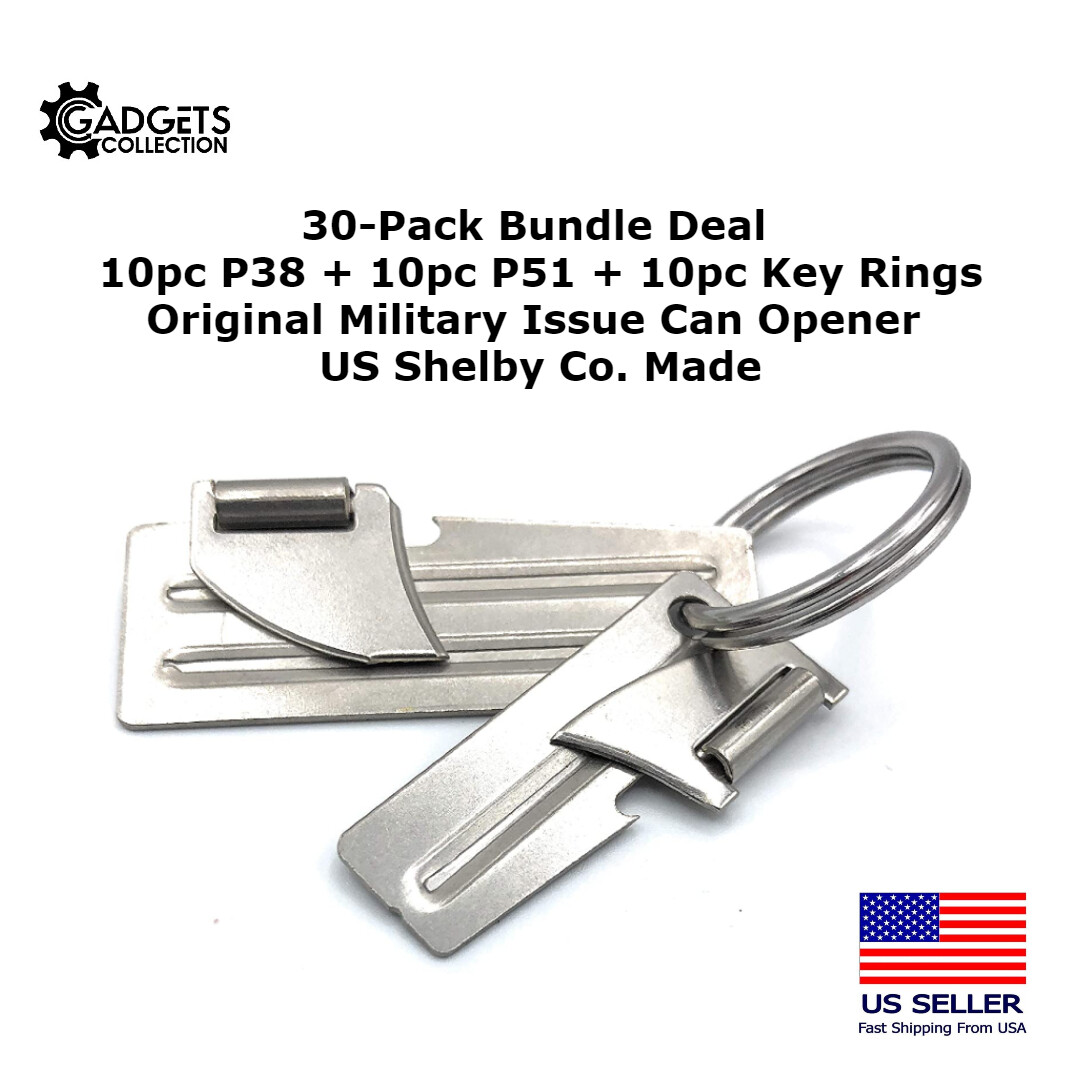30-Pack Combo P38 & P51 & Key Ring – 10 Each Army Military Can Opener US Made