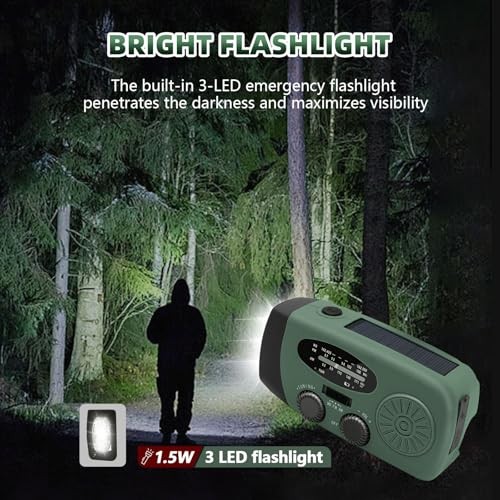 7400mWh Emergency Weather Radio, Portable Solar Hand Crank Radio AM/FM/NOAA,