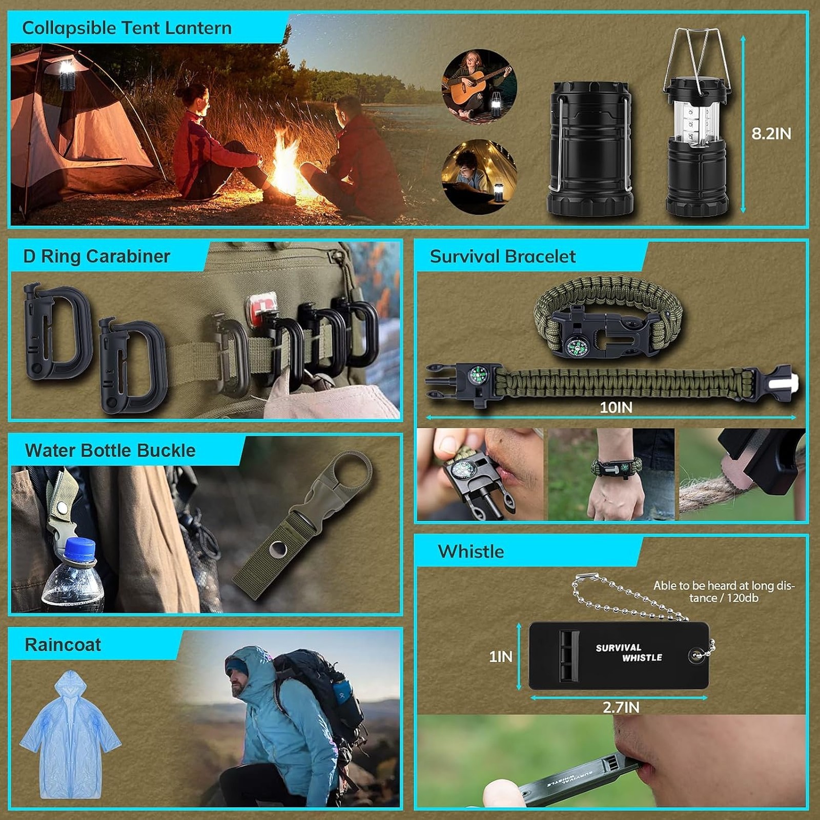 Emergency Survival Kit 251pcs First Aid Gear Backpack for Camping Hiking