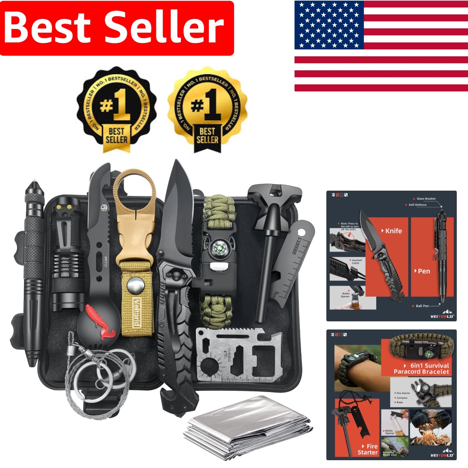 Lightweight Survival Gear 12-in-1 Kit – Essential for Fishing, Camping & Hunting