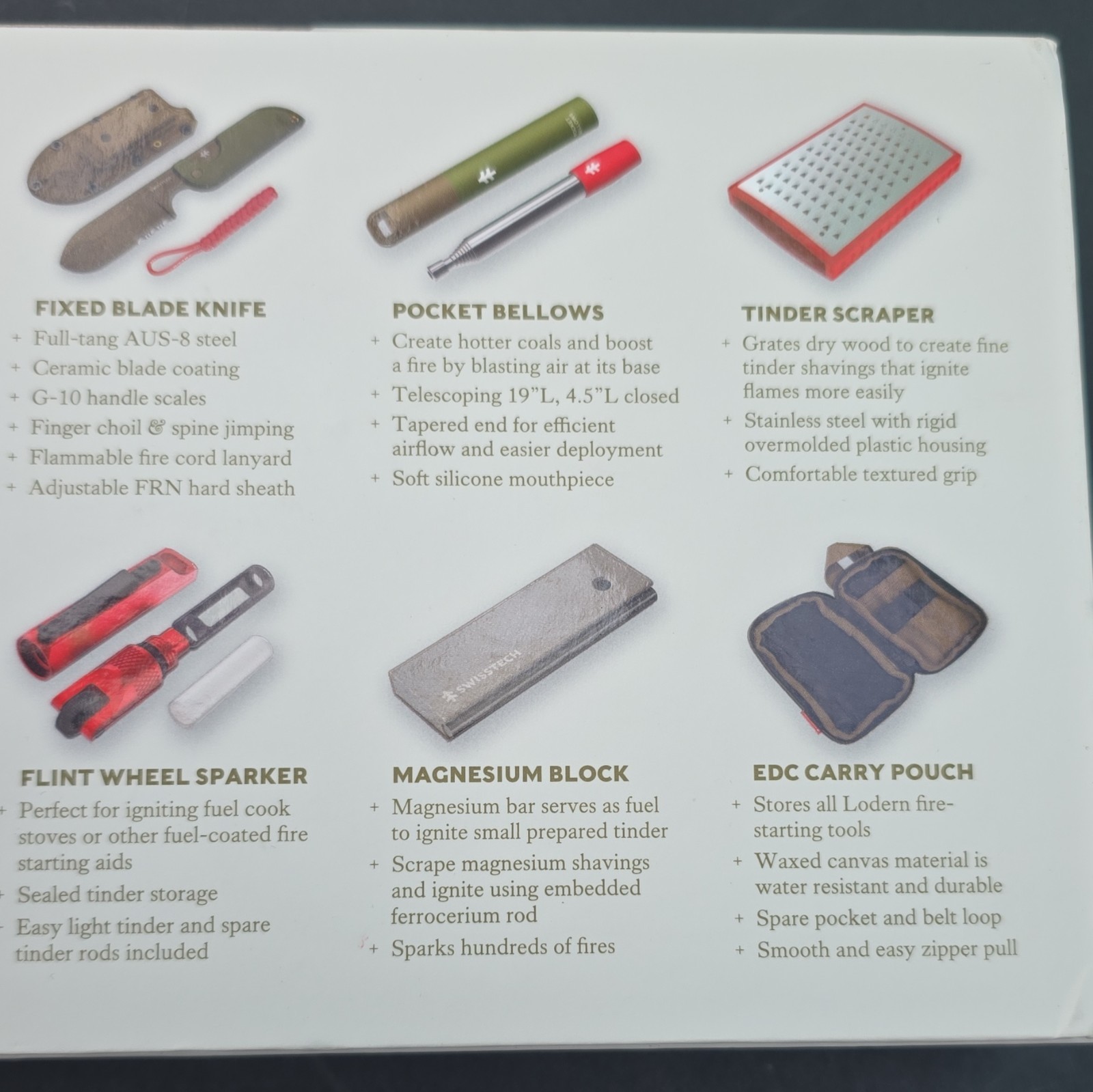 Swiss Tech Lodern Survival Kit Fixed Blade Knife & Magnesium Fire Starter Set