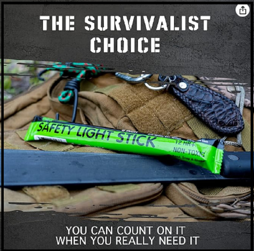 Emergency Glow Sticks Bright Light Ultra Survival Camping Cyalume Lot ,12 Hour