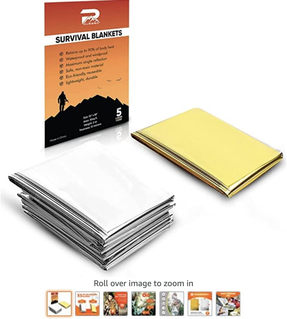 Compact Thermal Emergency Blankets 5pk
