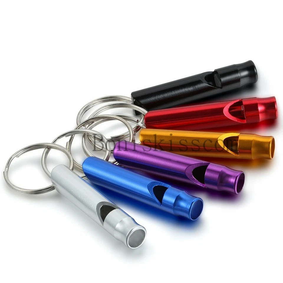 10pcs Long Mini Survival Emergency Whistles Keychain Camping Hiking Outdoor Tool