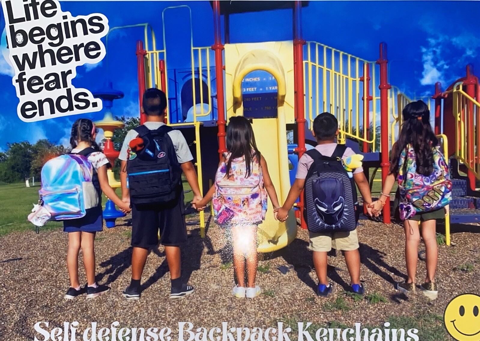Self Defense Kids Backpack Keychain Safety Gear Window Breaker, LED Light