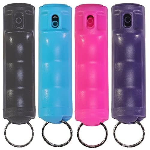 Vexor Police Strength Pepper Spray, Flip-Top Black-Teal-Rose Pink-Purple