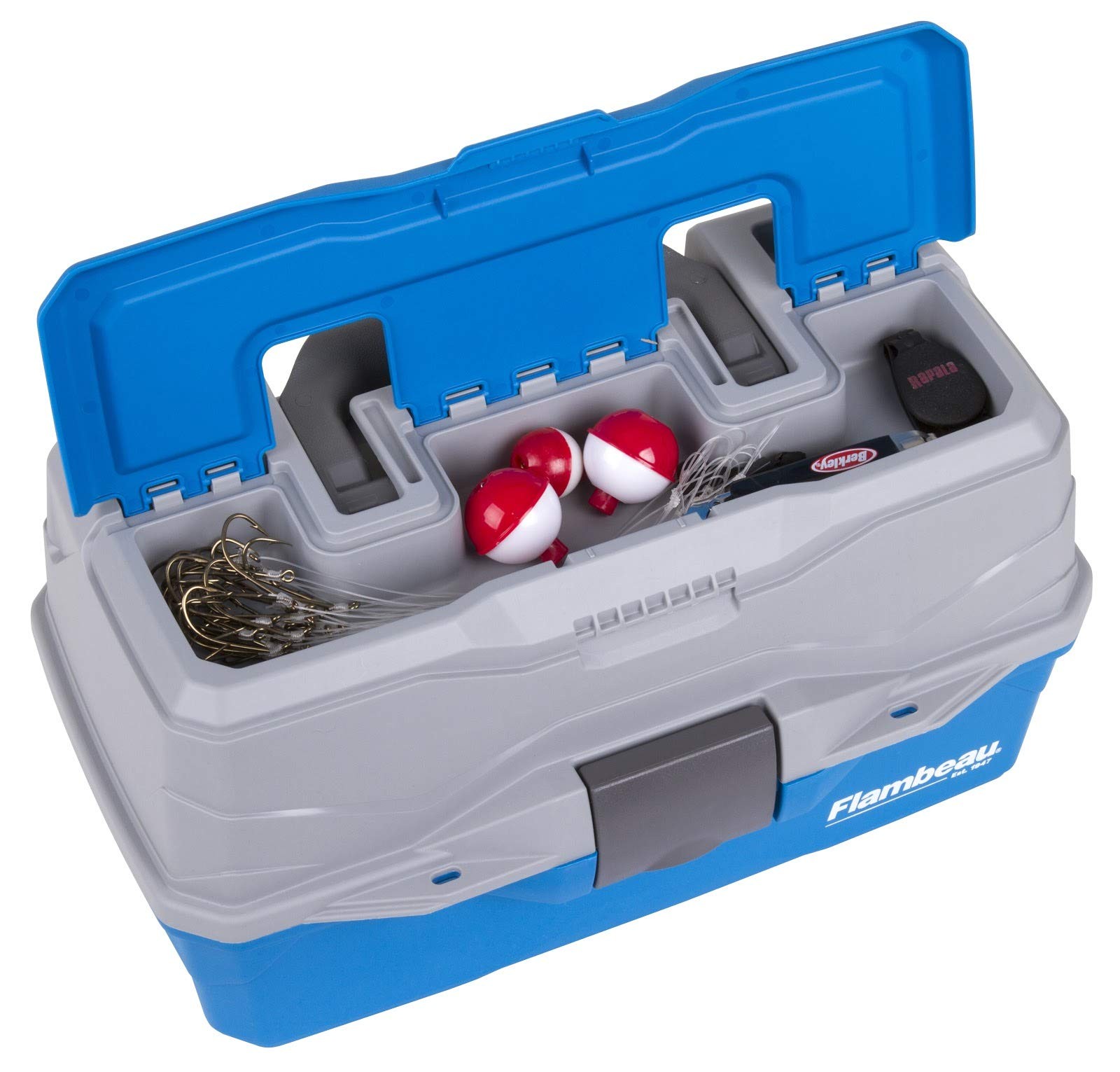 Flambeau Outdoors 6382TB 2-Tray Tackle Box – Classic 2-Tray, Blue/Gray
