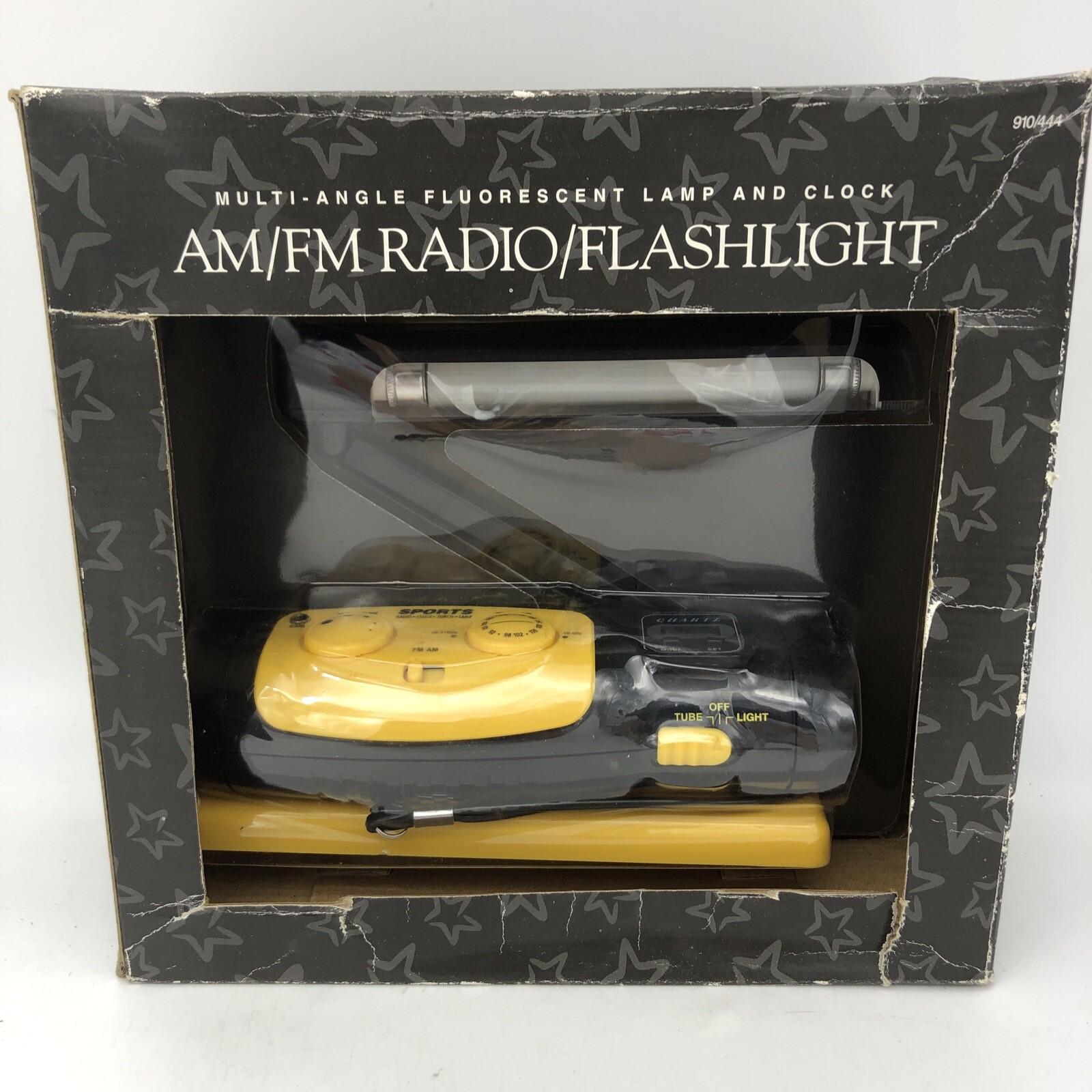Sport AM/FM Radio Clock Torch Flashlight (Lamp) Black Yellow Adjust Lamp Vintage