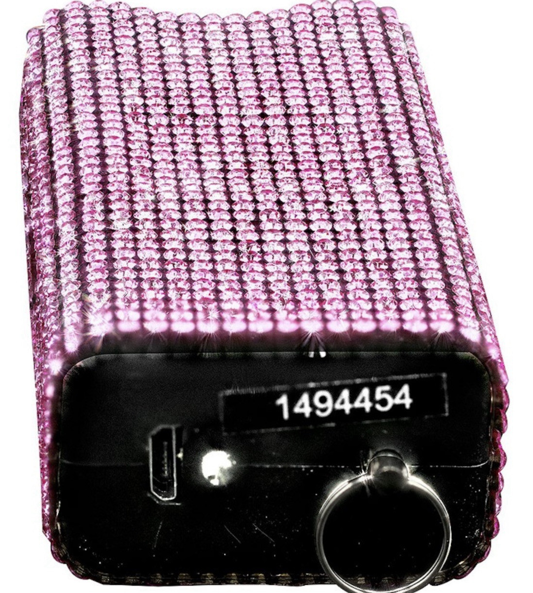 PINK RHINESTONE MINI 3″ RECHARGE Stun Gun WOMEN Self Defense SAFETY LED Light