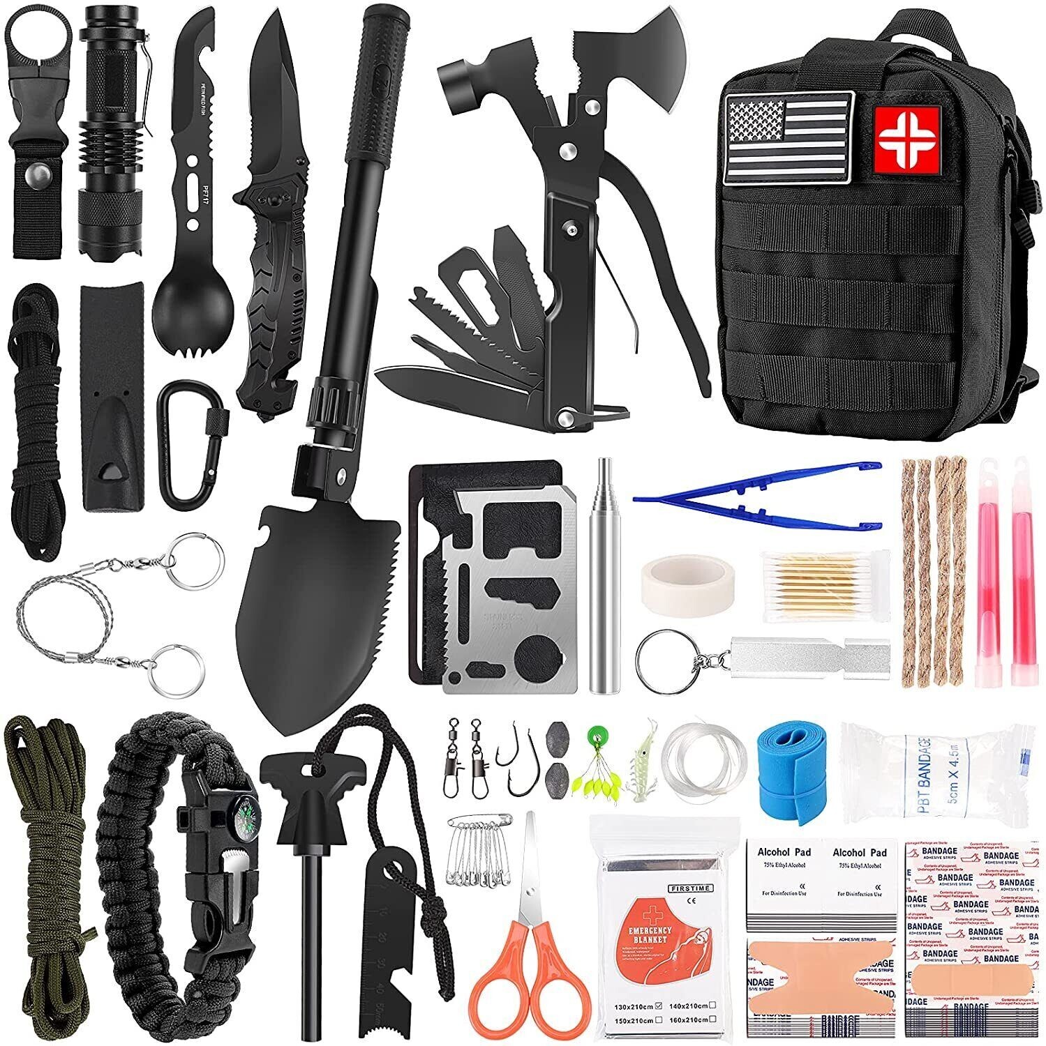 Emergency Survival Kit and First Aid Kit, 142Pcs Survival Gear and Equipment top