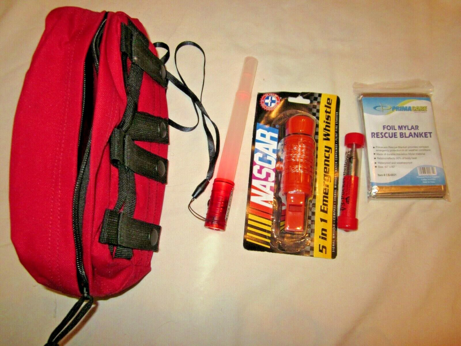 Mountain Man Tactical Bag, Compass Whistle Firestarter Emergency Light