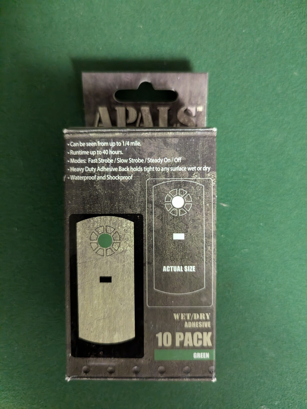 Brite-Strike A.P.A.L.S. All Purpose Adhesive Light Strips, Green, 10 pack, NOS