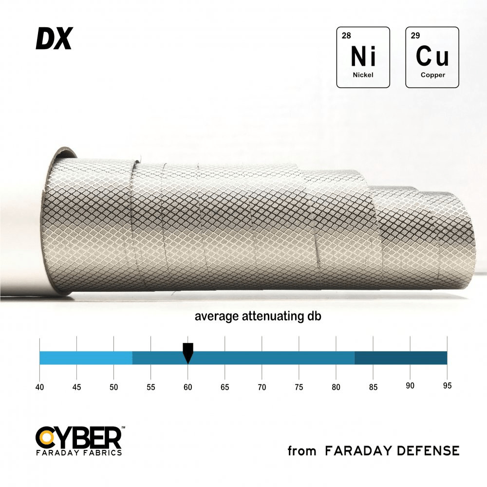 Faraday Cyber DX Diamond EMI Shielding Copper Nickel Fabric 59″x1′