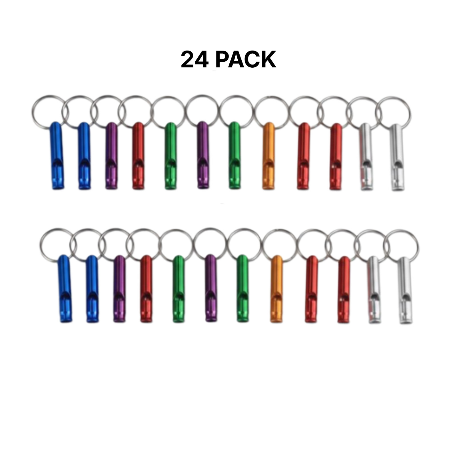 1-24pc Mini Survival Emergency Whistles Keychain Camping Hiking Outdoor Tool