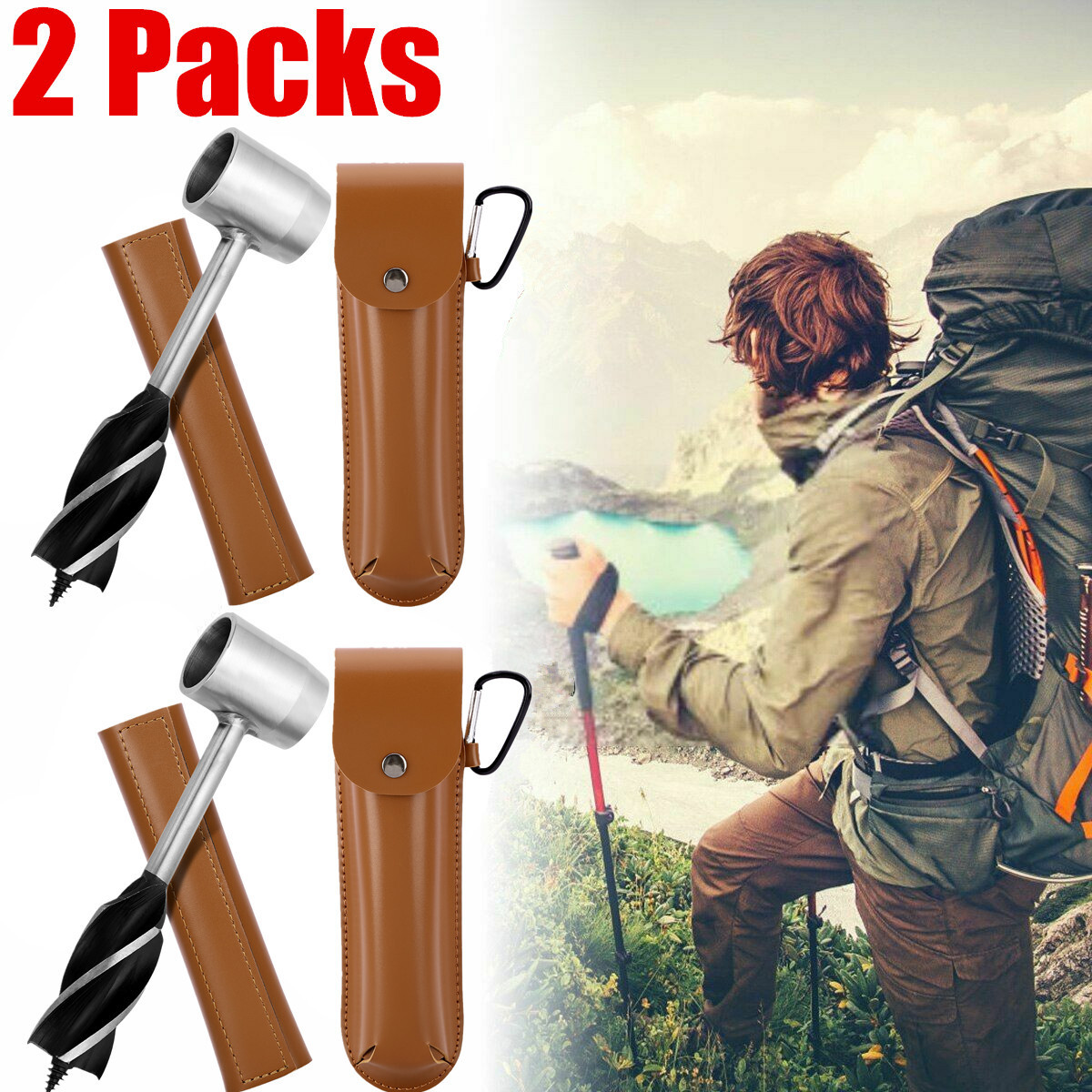 2PC Outdoor Survival Tool Wood Drill Manual Hand Auger Wrench Bushcraft Settlers