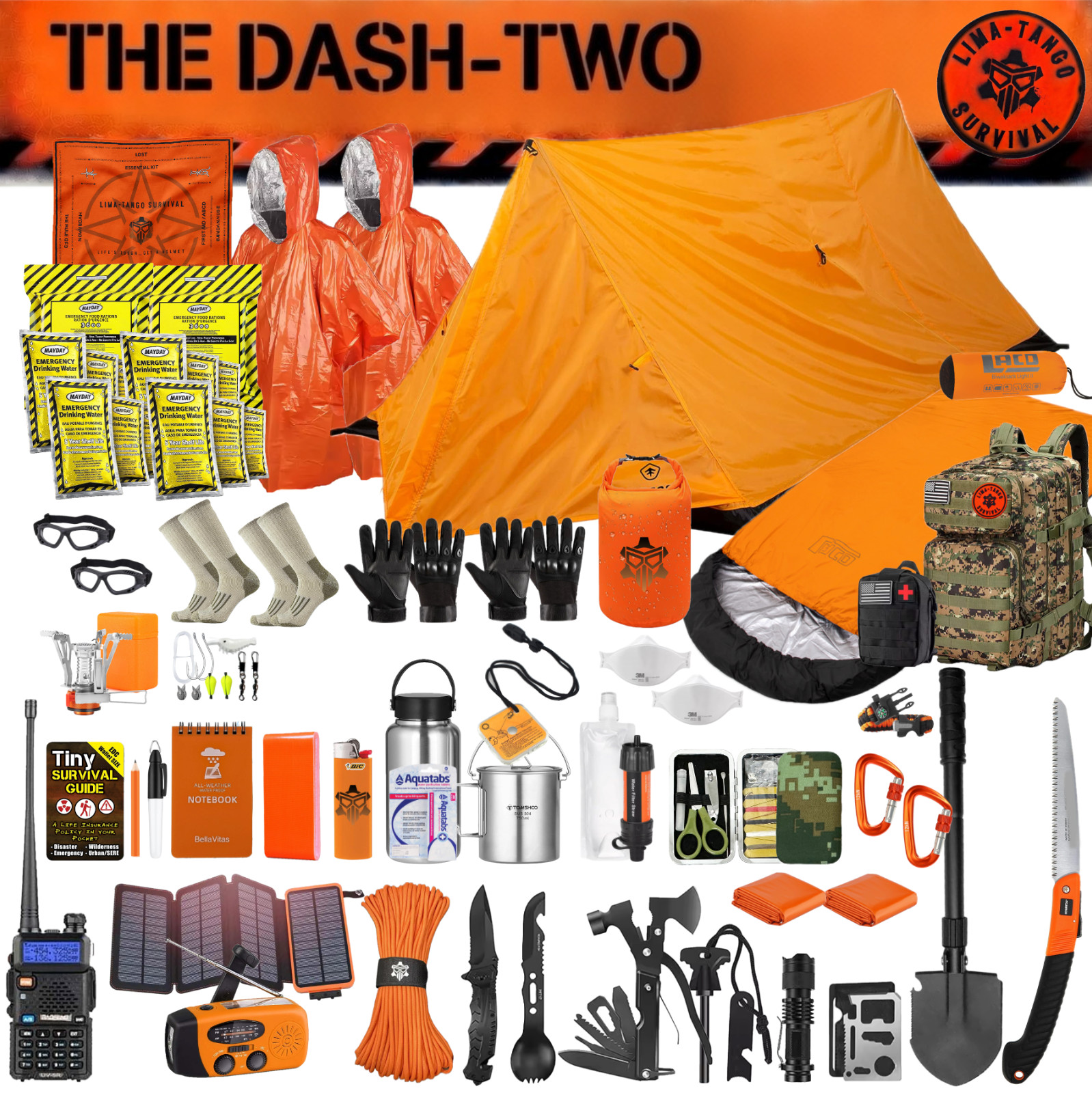Emergency / Survival Kit / Bug Out Bag / Tactical Backpack / Two-Man 72+ Hours