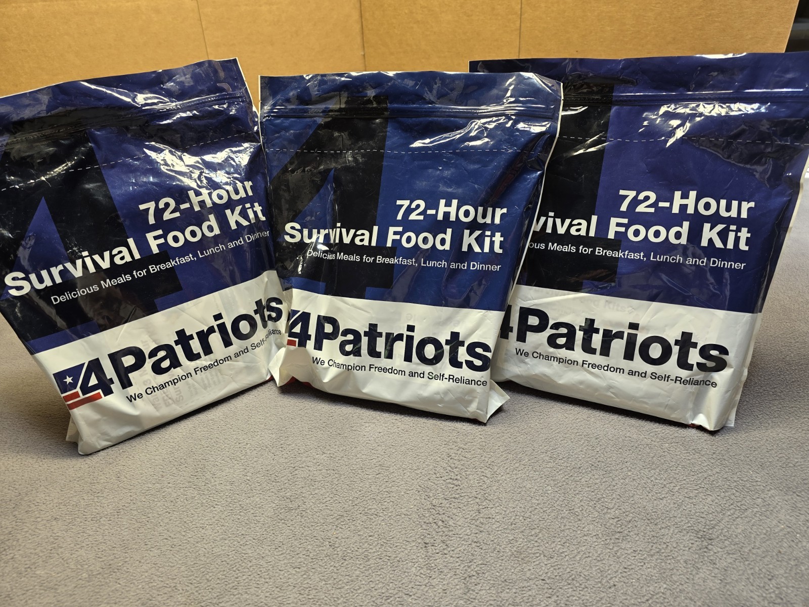 4PATRIOTS 72 Hour Survival Food Kit Lot Of 3 Packages Backpacking Camping