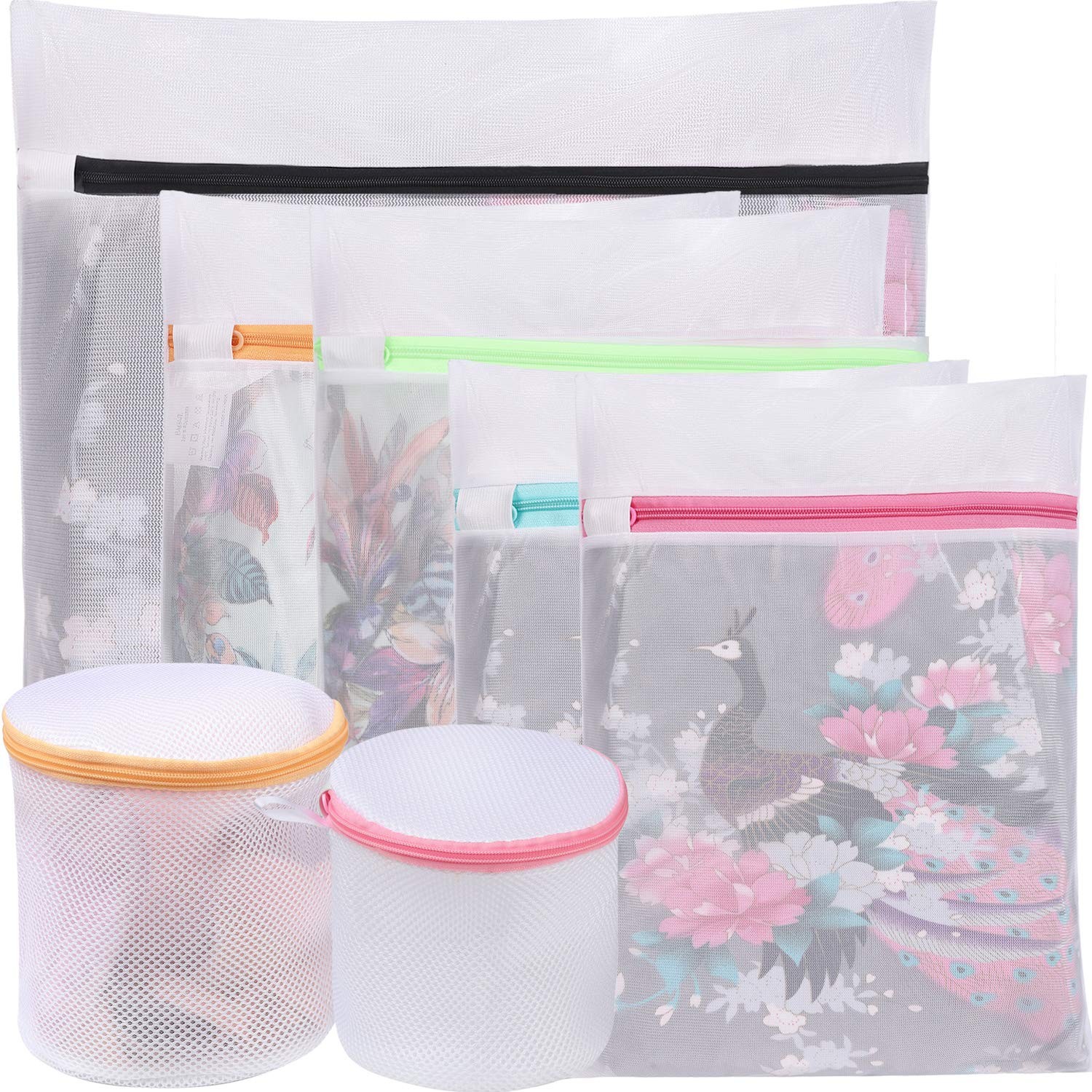 BAGAIL Laundry Bags Mesh Wash Bag 1XL,2L,2M,2 Bra Bags, Pearl White-Fine