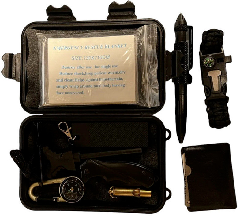 Survival Gear Kit Outdoor Emergency SOS Survive Tool Wilderness Rescue Blanket