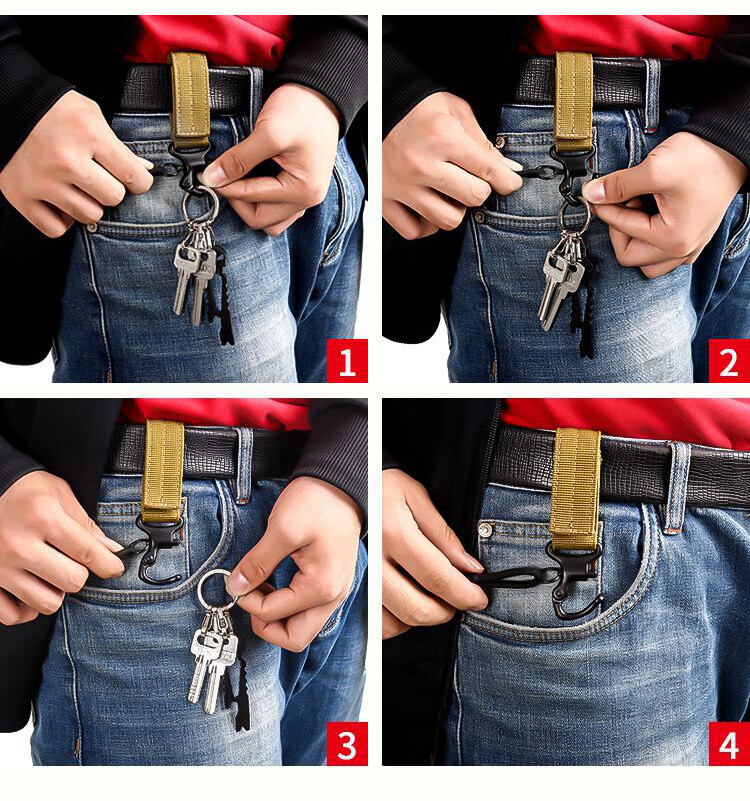 Outdoor Tactical Keychain Camping Equipment Backpack Buckle Survival Safe Tool