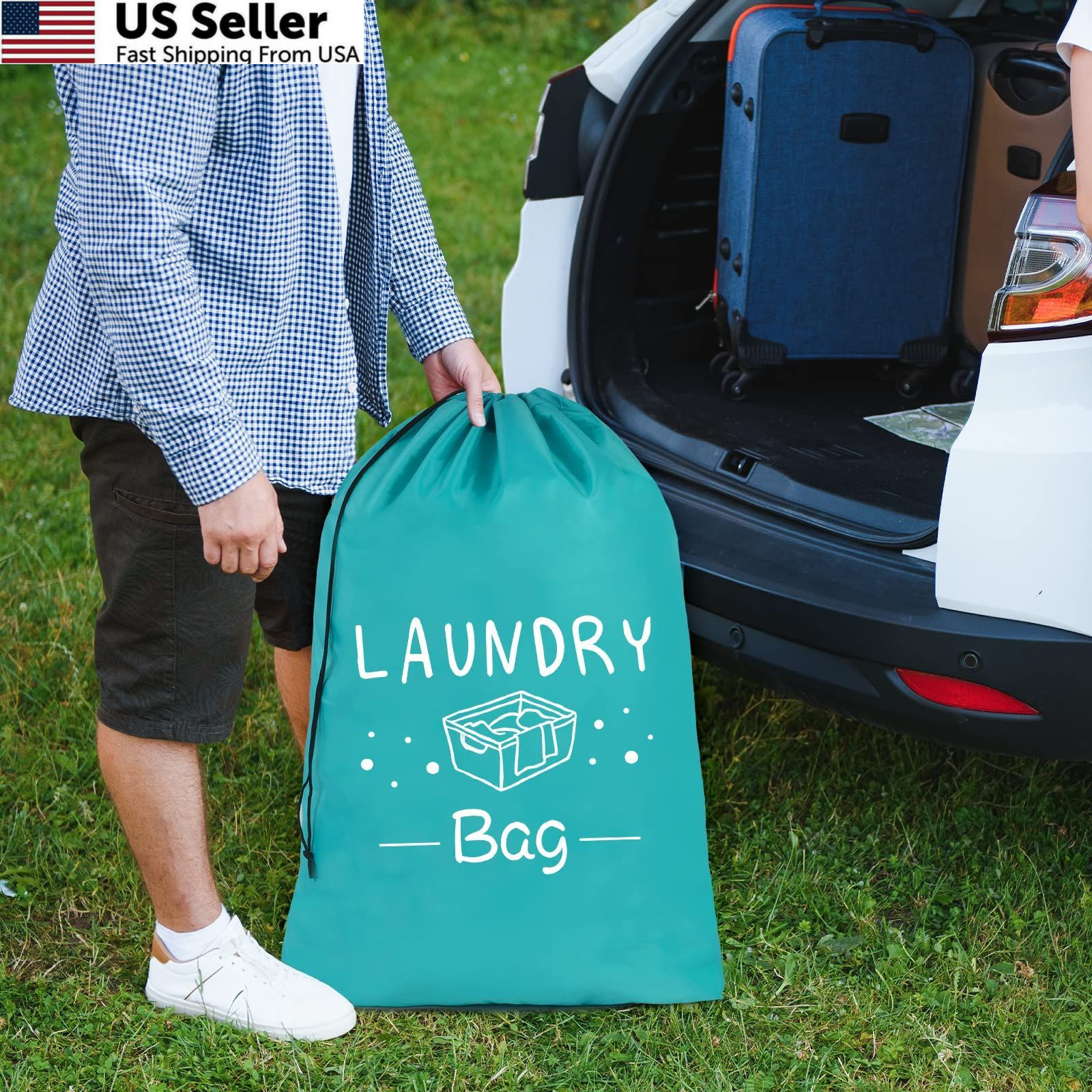 Sylfairy 2 Pack Extra Large Travel Laundry Bag, Dirty 24″ x 36″, Grey+Blue