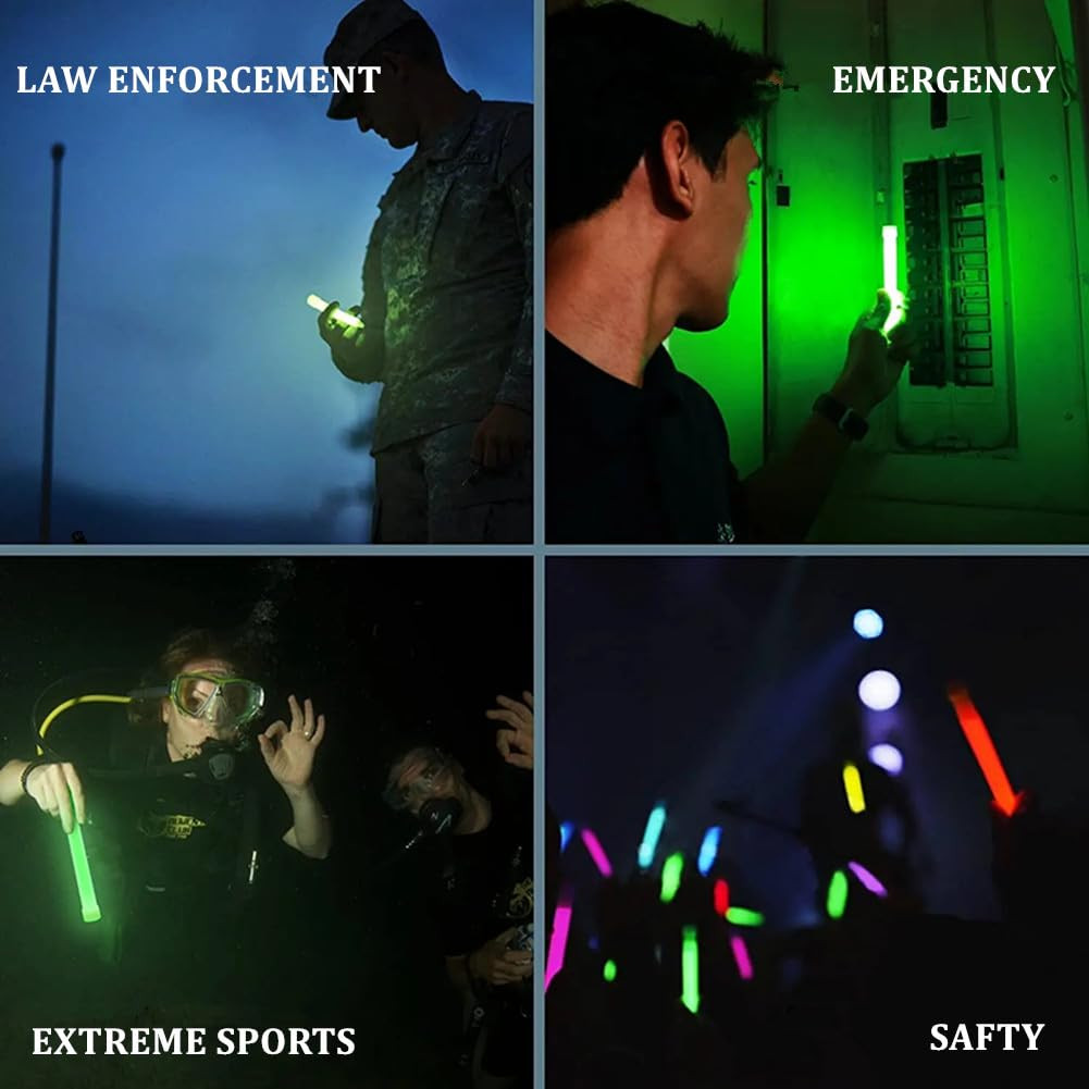 Emergency Safety Military Grade Glowsticks; 10PCS, 6″ Ultra Bright Glow Sticks w