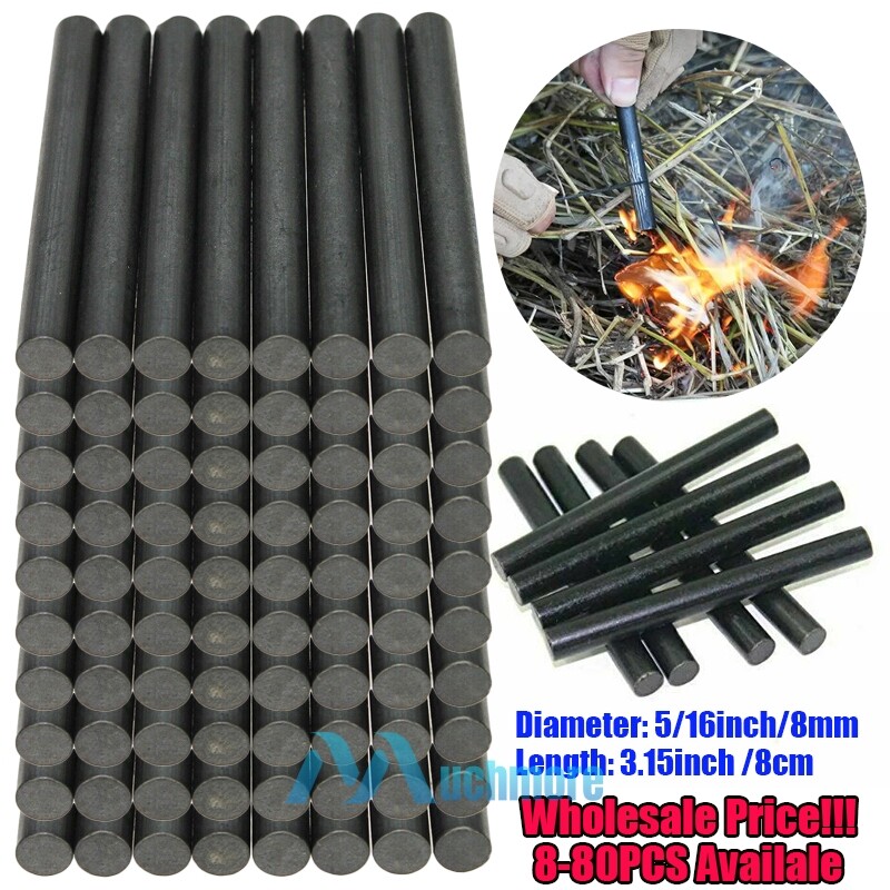 80X 5/16″ Ferrocerium Ferro Flint Fire Starter Survival Camping Rods Lighter Kit