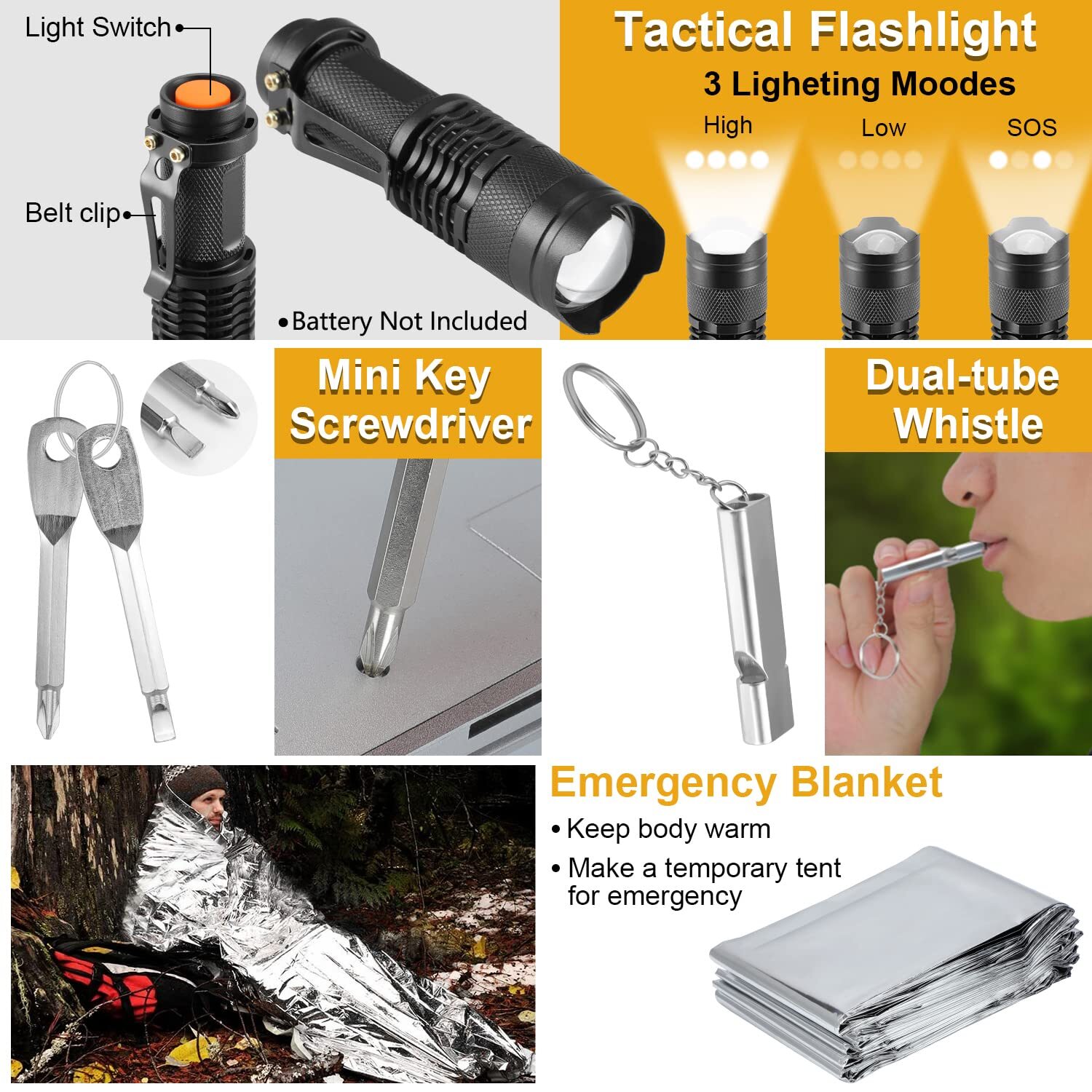 Survival Kits Gift for Men Dad Husband Emergency Gear 19 IN 1 CAMPING FIRE SET