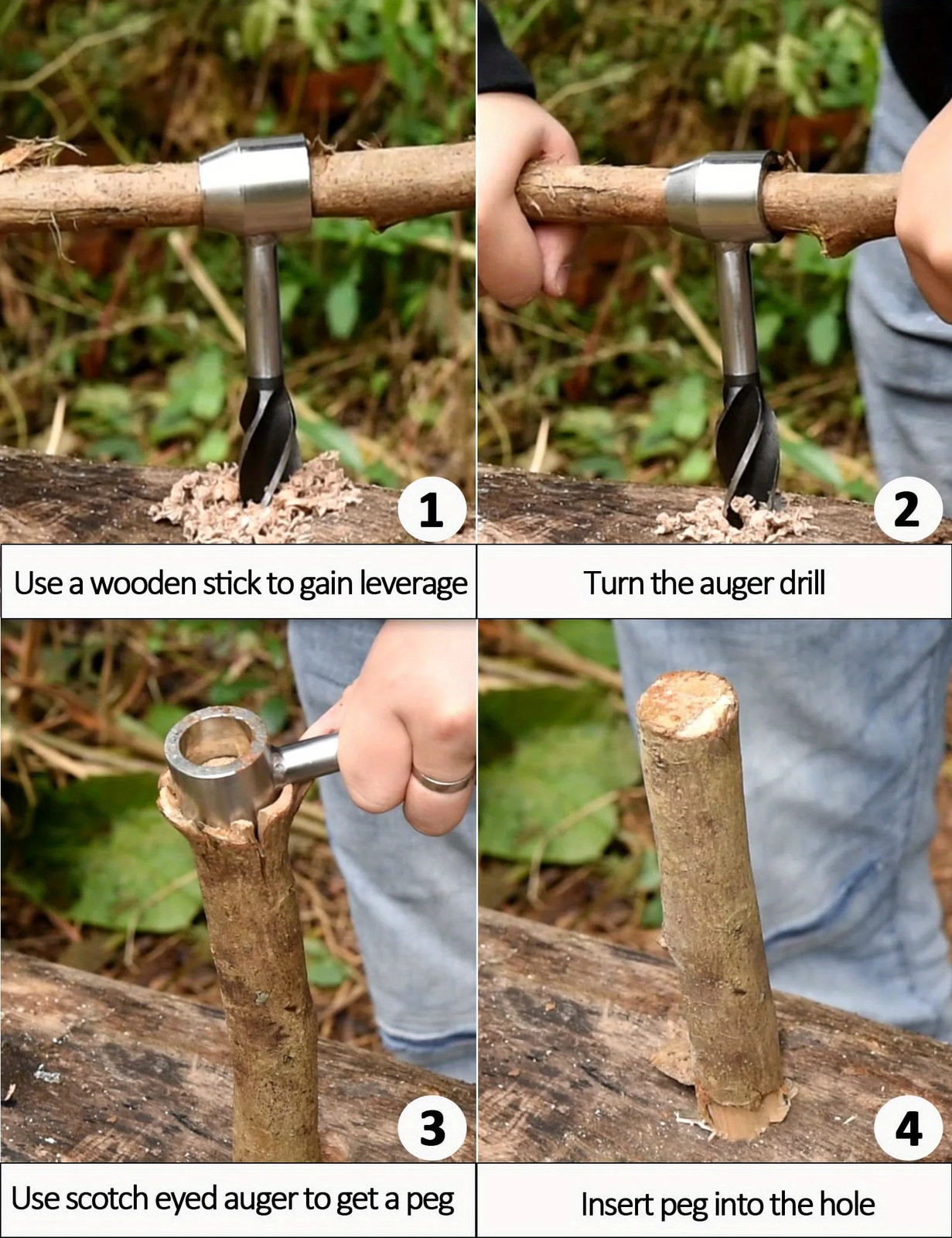Portable Outdoor Survival Woodworking Tools Auger Drill Bits Bushcraft Settlers