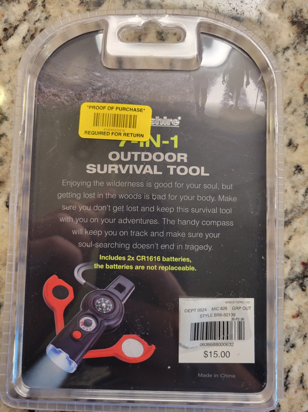 BERKSHIRE 7 in 1 Outdoor Emergency Survival Tool for Wilderness NEW