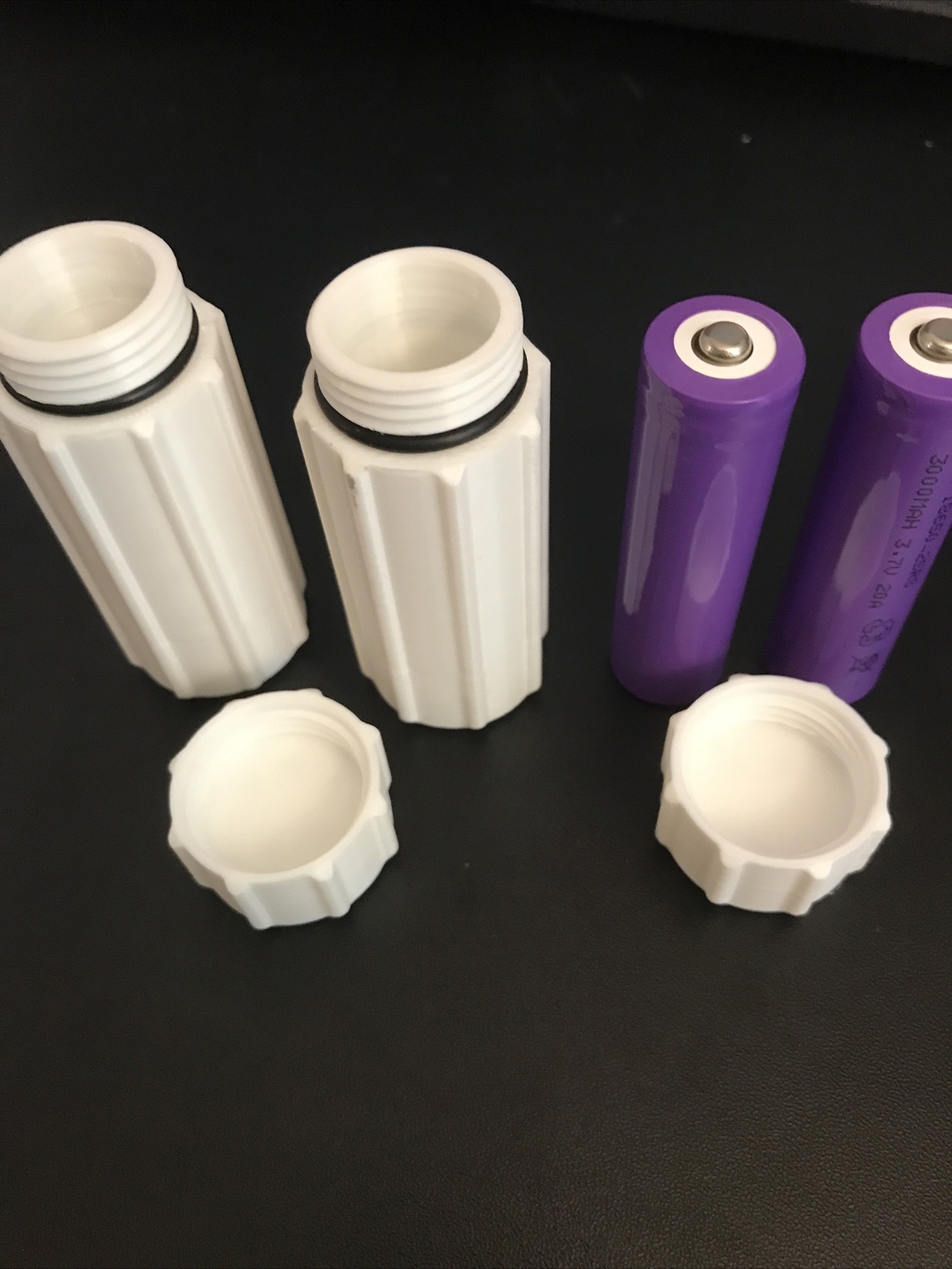 3d Printed 2x 18560 Battery Covers Water Tight Lanyard Loop Ridged For Easy Open
