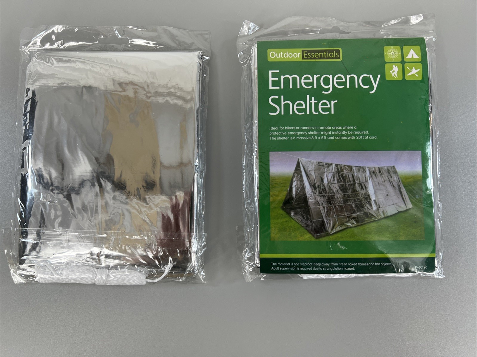 Emergency Shelter by Outdoor Essentials – 8’x5′ w/20′ of Cordage – 2 Count – New