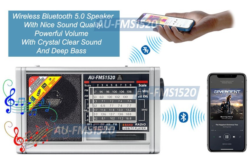 Premium Emergency Radio Bluetooth Speaker MP3 Player Emergency Light Solar Panel