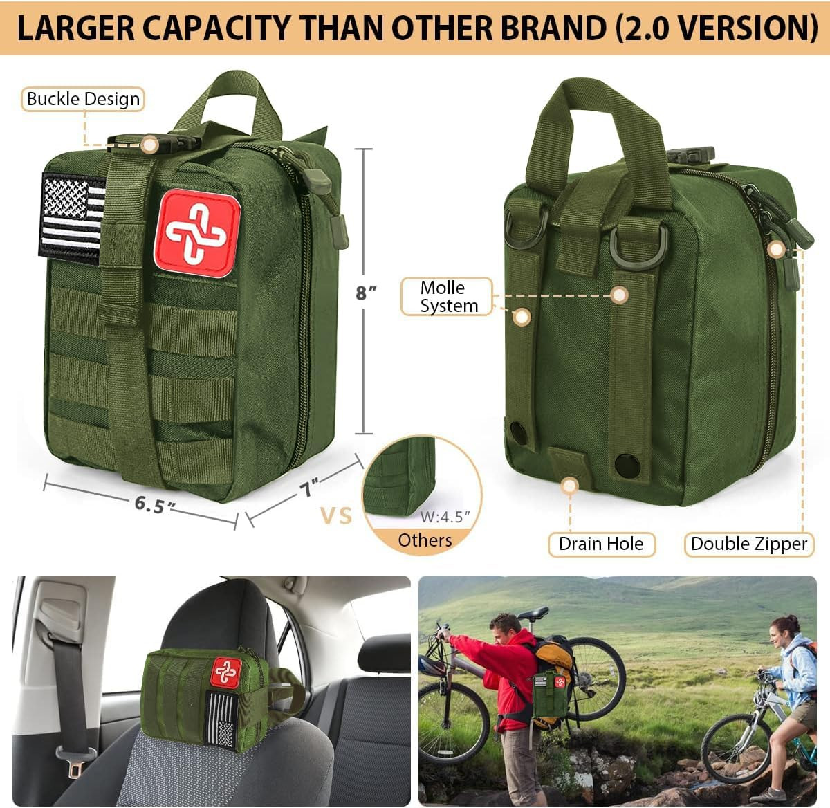 Survival Kit, 250Pcs Survival Gear First Aid Kit with Molle System Compatible Ba